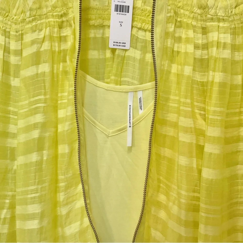 Anthropologie Zip-Front Mini Dress Yellow Size S, NWT - Picture 5 of 6